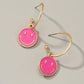 Smiley face charm hoop earrings Pink one size Earrings