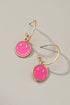 Smiley face charm hoop earrings Pink one size Earrings
