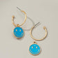 Smiley face charm hoop earrings Blue one size Earrings