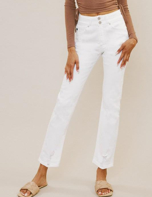 Kancan White High Rise Slim Straight Jeans Jeans