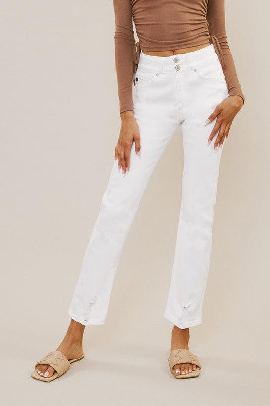 Kancan White High Rise Slim Straight Jeans Jeans