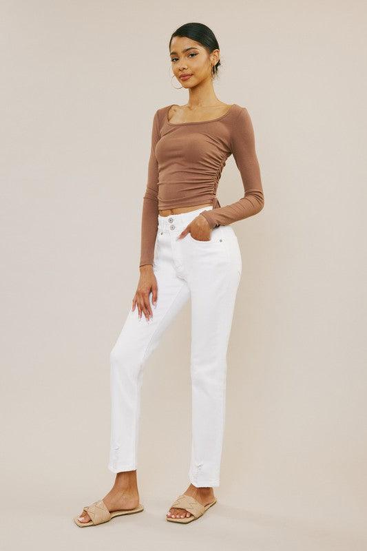 Kancan White High Rise Slim Straight Jeans Jeans