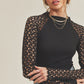 Aemi + Co Mock Neck Knitted Lace Sleeve Top Small black lace