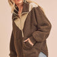 Aemi+Co Oversized Side Pockets Half Zip Pullover Jackets