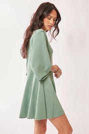 Davi & Dani Solid Draped Sleeve Ties Back Skort Romper | Rompers Daverri Fashions