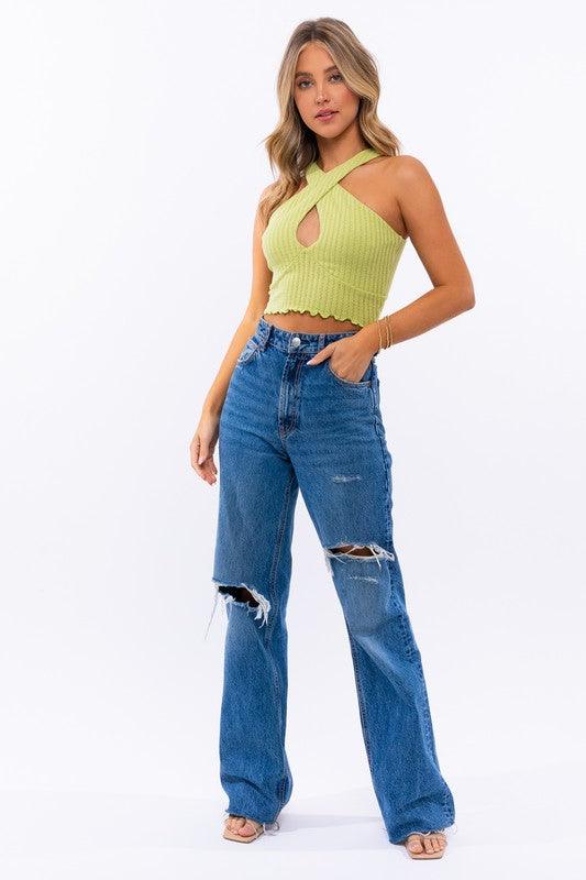 Criss Cross Crop Top Crop Tops