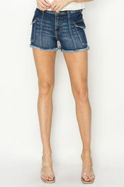 RISEN Raw Hem Denim Shorts with Pockets | Denim Shorts Daverri Fashions