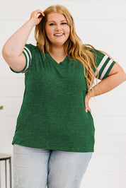 Forest Plus Size Striped V-Neck Tee Shirt | T-Shirts Daverri Fashions