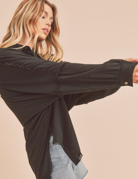 BLACK S Delilah Shirt | Shirts Daverri Fashions