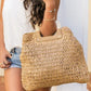 Oversized Straw Tote - DAVERRI FASHIONS