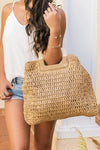 Oversized Straw Tote - DAVERRI FASHIONS