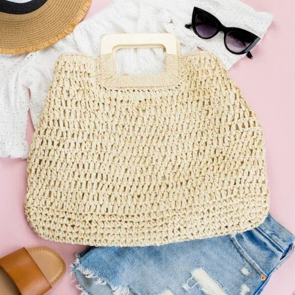 Oversized Straw Tote - DAVERRI FASHIONS