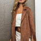 BiBi Single Blazer with Fringed Hem - DAVERRI FASHIONS