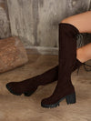 Leopard Round Toe Block Heel Boots - DAVERRI FASHIONS