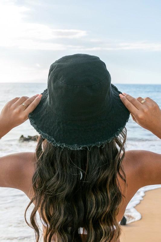 Frayed Edge Canvas Bucket Hat Hats