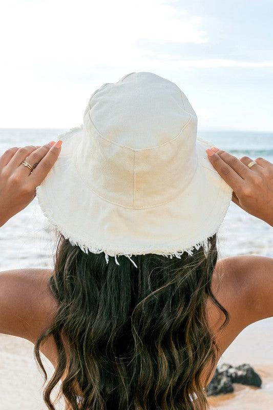 Frayed Edge Canvas Bucket Hat Hats