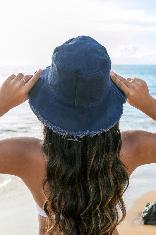 Frayed Edge Canvas Bucket Hat Hats