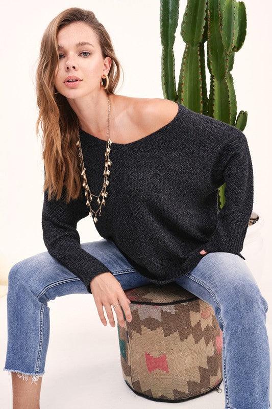 La Miel Relaxed Fit Side Slit Sweater Sweaters