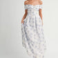 MABLE Floral Printed Off Shoulder Maxi Dress
