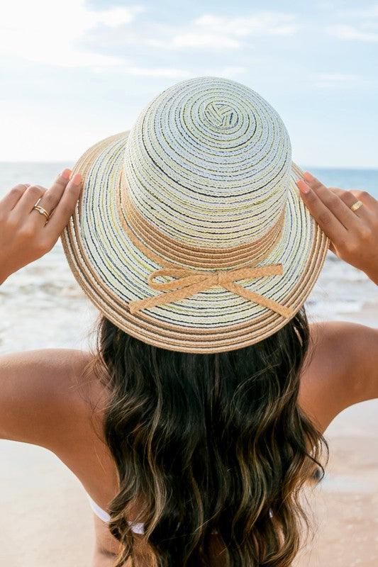 Multi-Stripe Bow Accent Bucket Sunhat Hats