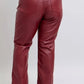 Judy Blue High Waist Tummy Control Faux Leather Straight Pants Plus Size - DAVERRI FASHIONS