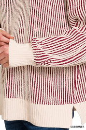 Zenana Two Tone Crewneck Sweater | Sweaters Daverri Fashions