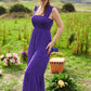 Davi & Dani deep purple tiered maxi dress with smocked bodice and ruffles