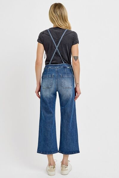 RISEN Knotted Strap Denim Overalls with Pockets Overalls