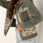 Floral Snap Down Corduroy Jacket - DAVERRI FASHIONS