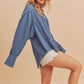 Aemi + Co Raw Hem Button Down Raglan Sleeve Shirt Shirts