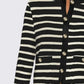 Striped Round Neck Button Up Long Sleeve Cardigan - DAVERRI FASHIONS
