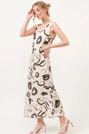 And The Why Square Neck Abstract Printed Maxi Dress | Daverri Fashions
