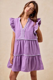 BiBi Gameday Theme Contrast Binding Ruffled Dress | Mini Dresses Daverri Fashions
