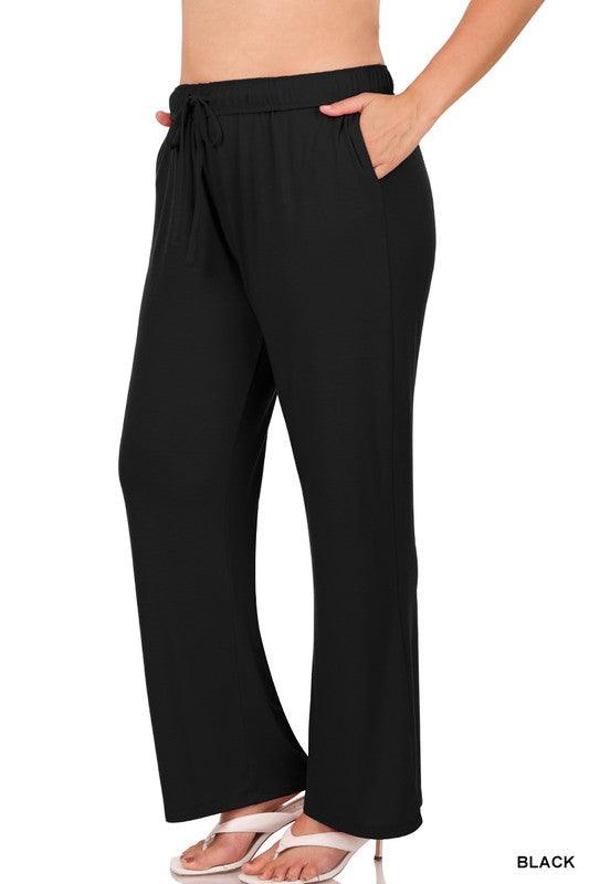 Plus Drawstring Lounge Pants BLACK Loungewear