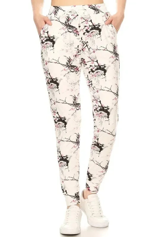Leggings Depot Buttery Soft Printed Joggers with Drawstring - DAVERRI FASHIONS