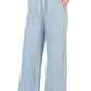 French Terry Drawstring Waist Raw Edge Hem Pants Pants