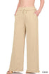 French Terry Drawstring Waist Raw Edge Hem Pants H BEIGE XL Pants