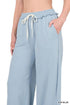 French Terry Drawstring Waist Raw Edge Hem Pants ASH BLUE XL Pants