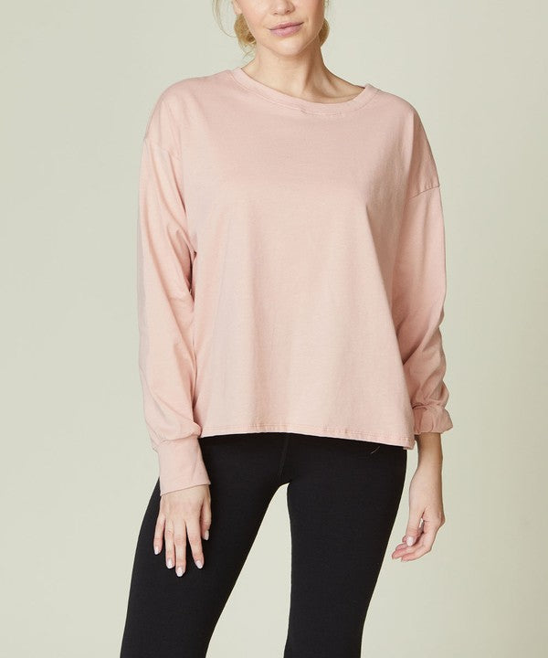 COTTON OVERSIZED LONG SLEEVE T MAUVE