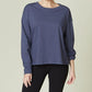 Long Sleeve Oversized Cotton Tee NAVY Tops
