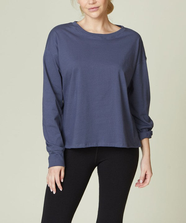 COTTON OVERSIZED LONG SLEEVE T NAVY