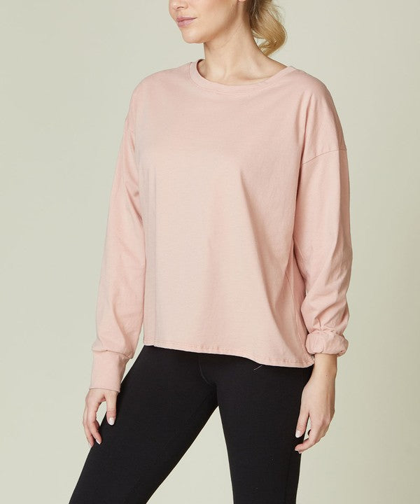 Long Sleeve Oversized Cotton Tee Tops