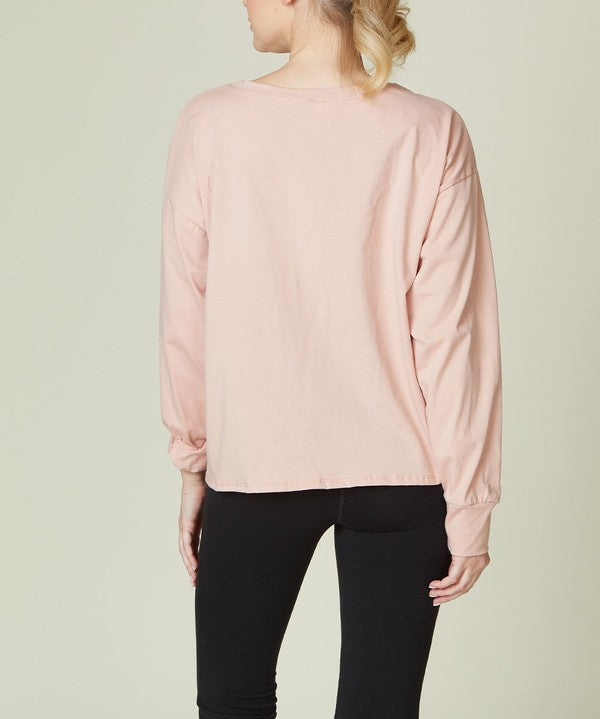 Long Sleeve Oversized Cotton Tee Tops