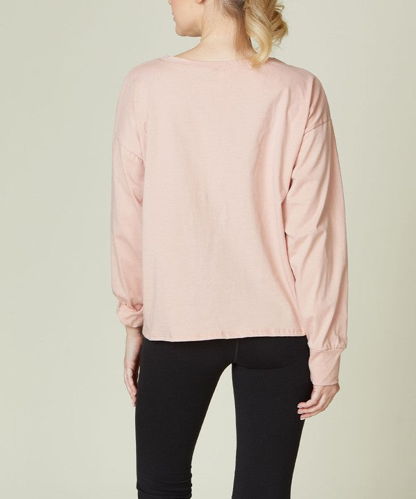 Long Sleeve Oversized Cotton Tee Tops