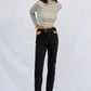 HIGH WAISTED STRAIGHT JEANS BLACK Jeans