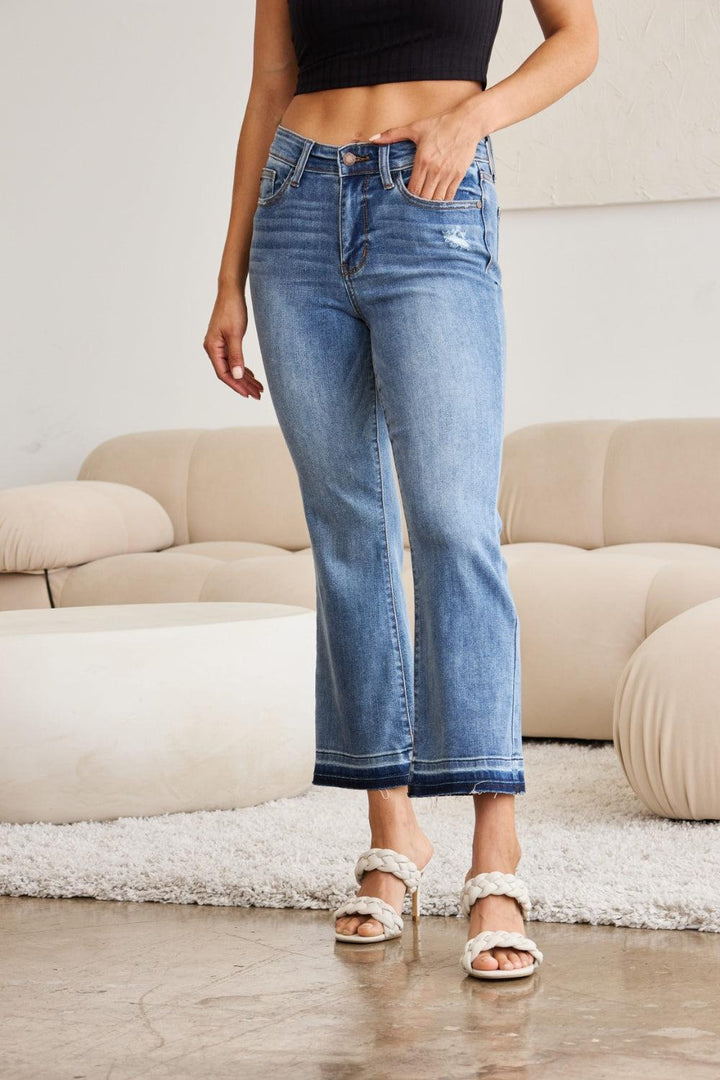 Judy Blue Full Size Release Hem Cropped Bootcut Jeans Jeans