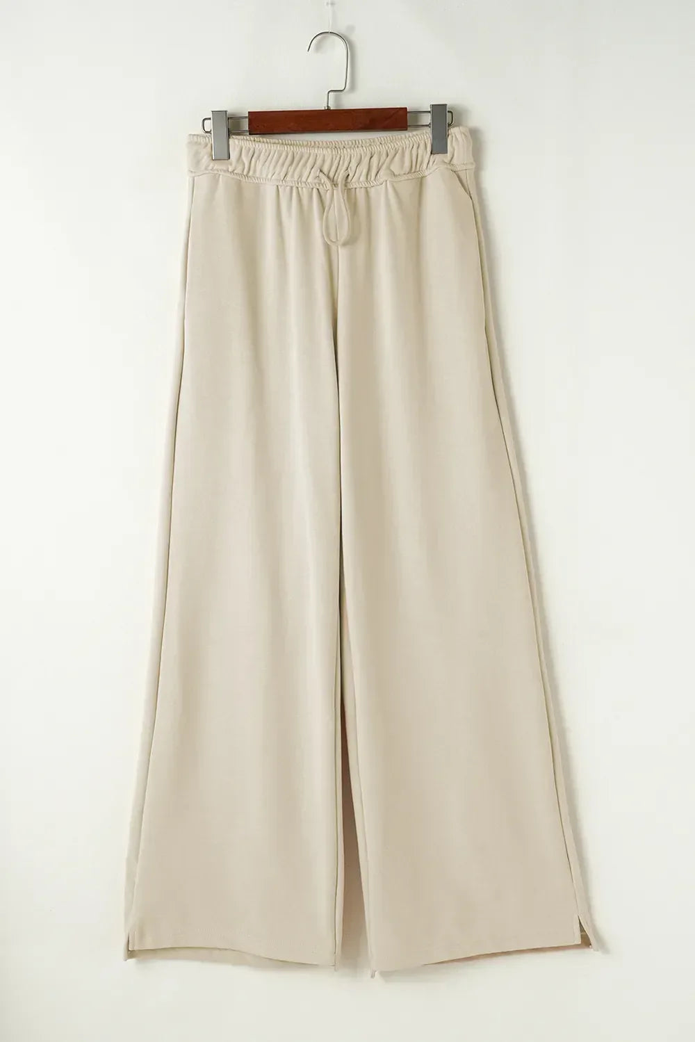 Daverri Fashions Drawstring Wide Leg Pants Beige - DAVERRI FASHIONS