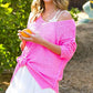 La Miel Oversized V-Neck Drop Shoulder Sweater ULTRA PINK M L Sweaters