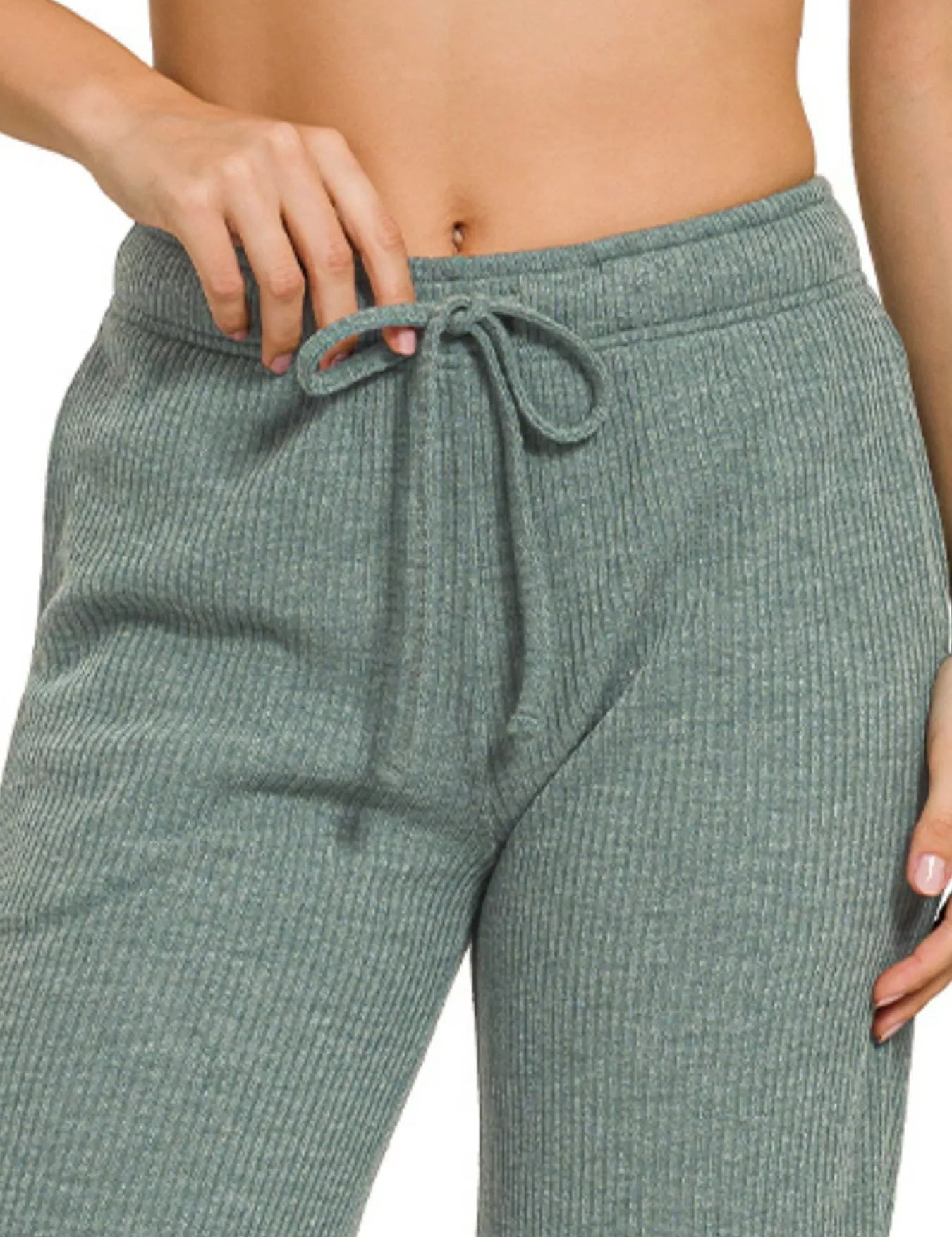 Ribbed Drawstring Lounge Pants Ash Jade | Loungewear Pants Daverri Fashions