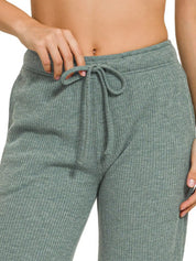 Ribbed Drawstring Lounge Pants Ash Jade | Loungewear Pants Daverri Fashions